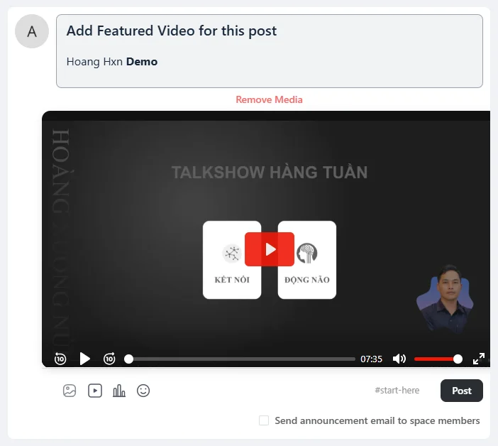 Results after Embed Presto Player Videos in FluentCommunity Posts