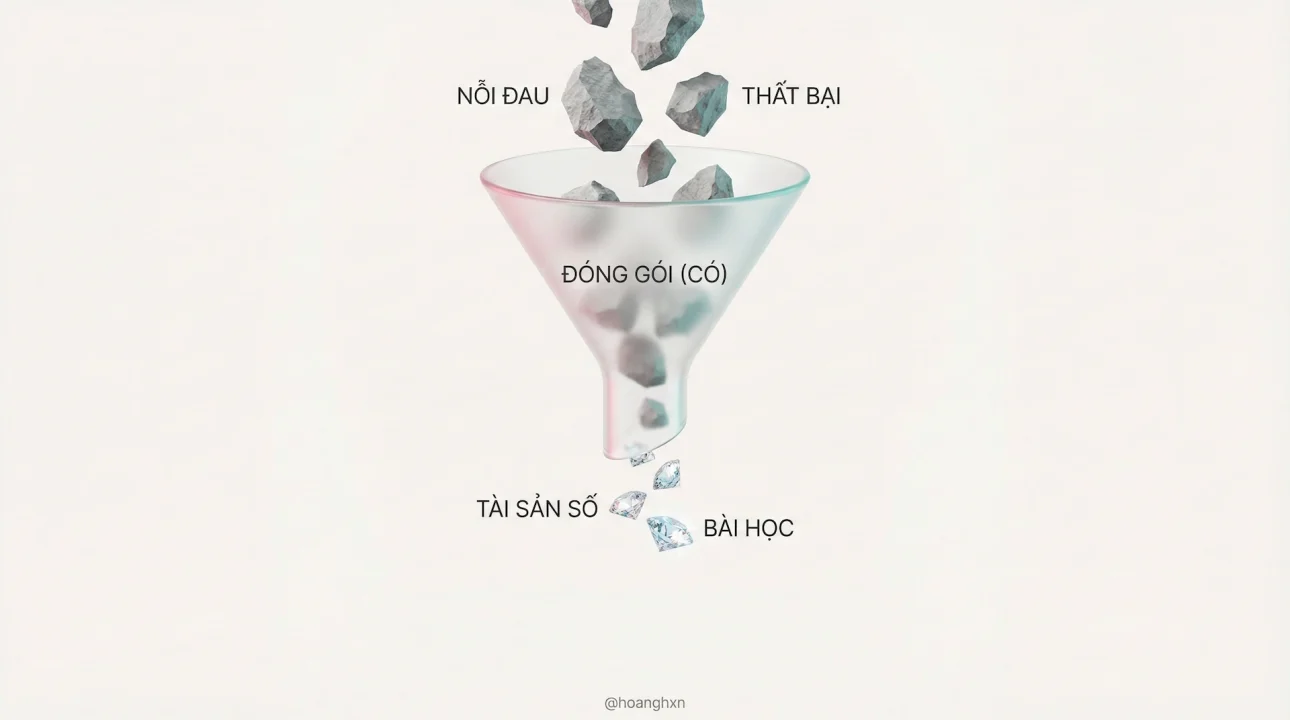 Quy trình đóng gói nỗi đau và kiến thức thành tài sản số.